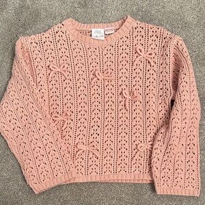 Zara Pink Knit Sweater with Bow Details